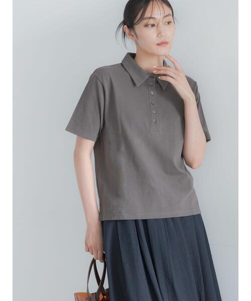 Te chichi(テチチ)の「コットンカットカノコポロシャツ(Tシャツ/カットソー・レディース・チャコールグレー/ラベンダー/ベージュ・F)」の13枚目の写真