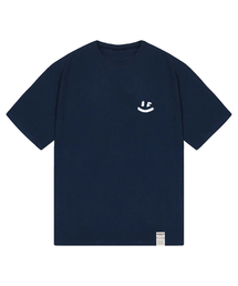 [ユニセックス]スプレースモールドローイングスマイル半袖Tシャツ_ネイビー