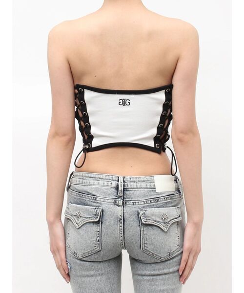 GYDA(ジェイダ)の「Symmetry GYDA side drawstringビスチェ(チューブトップ・レディース・ブラック/オフホワイト/ネイビー・FREE)」の20枚目の写真