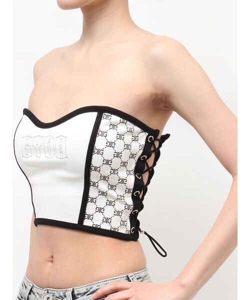 GYDA(ジェイダ)の「Symmetry GYDA side drawstringビスチェ(チューブトップ・レディース・ブラック/オフホワイト/ネイビー・FREE)」の18枚目の写真