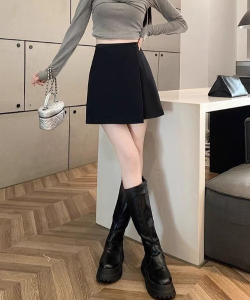 MELT（メルト）の「インナーパンツ付巻きスカート（スカート・レディース・グレー/ブラック・M）」の13枚目の写真