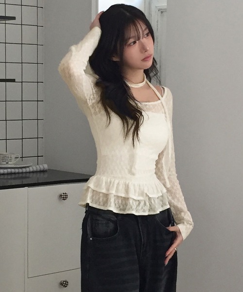 LAMPOON(ランプーン)の「ストールセットレースフリルブラウス(シャツ/ブラウス・レディース・アイボリー/ホワイト・MEDIUM/LARGE/SMALL)」の12枚目の写真