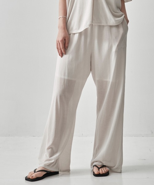 ATON/エイトン]HIGH TWIST COTTON WIDE EASY PANTS（スウェットパンツ