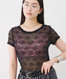 Lace s/s Tops/レース半袖トップス