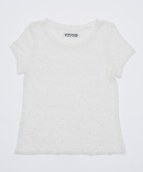 SOEMIN(ソミン)の「Lace s/s Tops/レース半袖トップス(Tシャツ/カットソー・レディース・チャコールグレー/ブラック/ホワイト・FREE)」の10枚目の写真