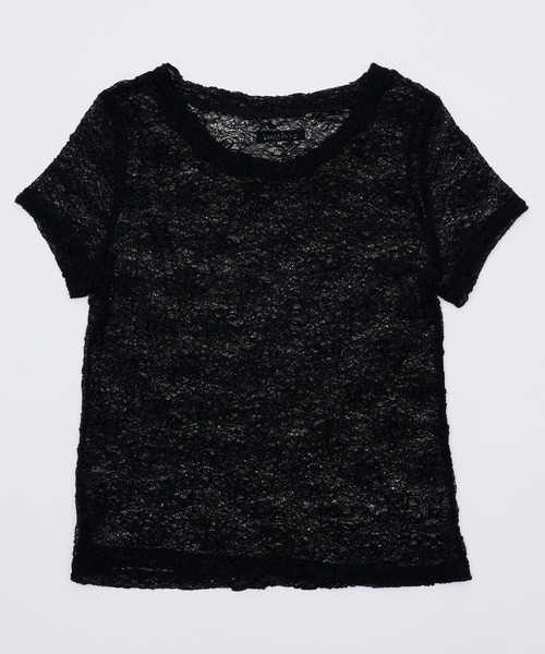 SOEMIN(ソミン)の「Lace s/s Tops/レース半袖トップス(Tシャツ/カットソー・レディース・チャコールグレー/ブラック/ホワイト・FREE)」の11枚目の写真