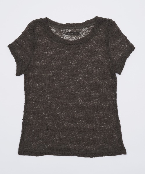 SOEMIN(ソミン)の「Lace s/s Tops/レース半袖トップス(Tシャツ/カットソー・レディース・チャコールグレー/ブラック/ホワイト・FREE)」の20枚目の写真