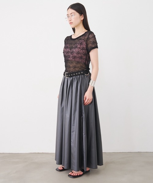 SOEMIN(ソミン)の「Lace s/s Tops/レース半袖トップス(Tシャツ/カットソー・レディース・チャコールグレー/ブラック/ホワイト・FREE)」の14枚目の写真