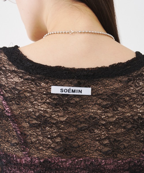SOEMIN(ソミン)の「Lace s/s Tops/レース半袖トップス(Tシャツ/カットソー・レディース・チャコールグレー/ブラック/ホワイト・FREE)」の22枚目の写真