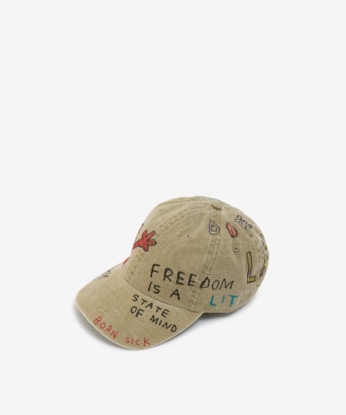 ROYAL FLASH(ロイヤルフラッシュ)の「guernika/ゲルニカ/HAND PAINTED CAP(キャップ・メンズ・インディゴブルー/ベージュ/スミクロ/ホワイト/カーキ/ブラック/イエロー・FREE)」の1枚目の写真