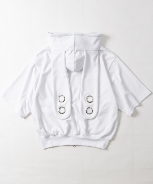 JOHN'S CLOSET(ジョンズクローゼット)の「【13】ビッグアイレットうさみみ 半袖ダブルジップパーカー ファイヤーマンバックルポケット(パーカー・レディース・ブラック/ホワイト・MEDIUM/LARGE)」の14枚目の写真