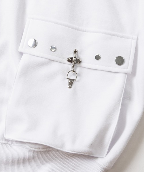 JOHN'S CLOSET(ジョンズクローゼット)の「【13】ビッグアイレットうさみみ 半袖ダブルジップパーカー ファイヤーマンバックルポケット(パーカー・レディース・ブラック/ホワイト・MEDIUM/LARGE)」の8枚目の写真