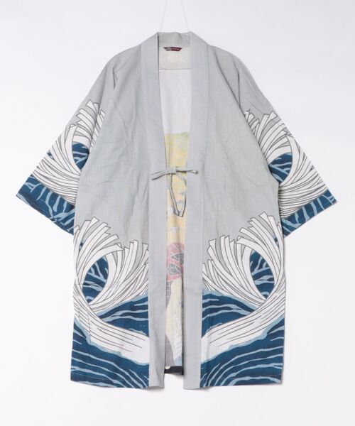 倭物やカヤ(ワモノヤカヤ)の「【倭物やカヤ】日本の祭り メンズ羽織(カーディガン/ボレロ・メンズ・ライトグレー/スミクロ/グリーン・FREE)」の11枚目の写真