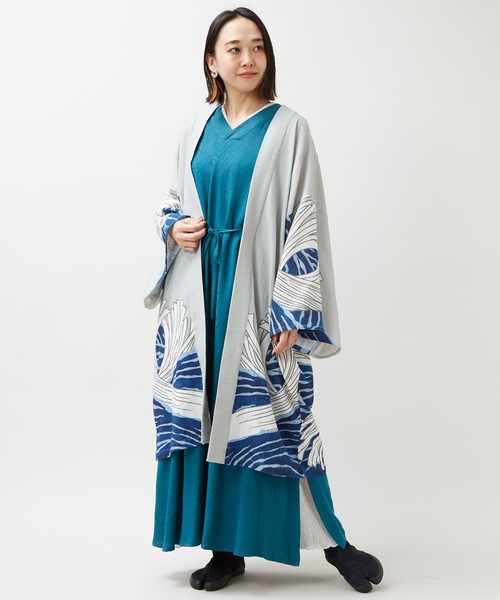倭物やカヤ(ワモノヤカヤ)の「【倭物やカヤ】日本の祭り メンズ羽織(カーディガン/ボレロ・メンズ・ライトグレー/スミクロ/グリーン・FREE)」の14枚目の写真