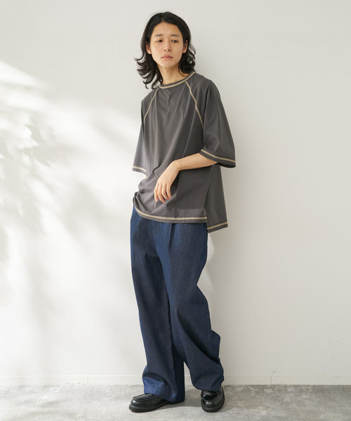 B.C STOCK（ベーセーストック）の「raglan Tシャツ（Tシャツ/カットソー・メンズ・チャコールグレー/グリーン・FREE）」の4枚目の写真