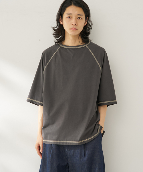 B.C STOCK（ベーセーストック）の「raglan Tシャツ（Tシャツ/カットソー・メンズ・チャコールグレー/グリーン・FREE）」の5枚目の写真