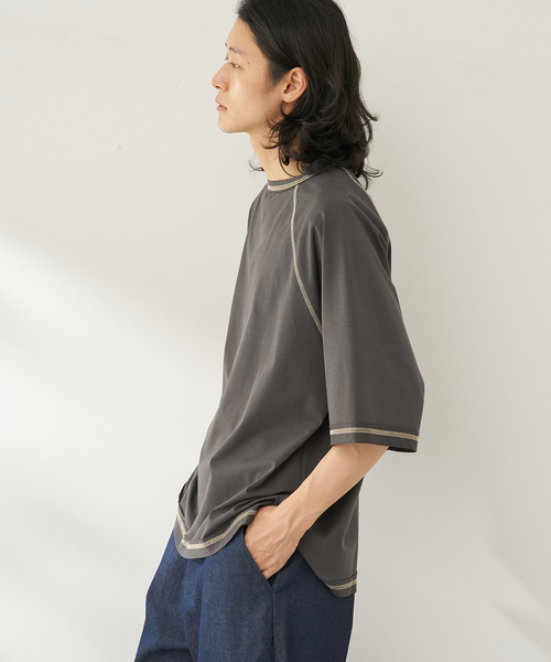 B.C STOCK（ベーセーストック）の「raglan Tシャツ（Tシャツ/カットソー・メンズ・チャコールグレー/グリーン・FREE）」の6枚目の写真