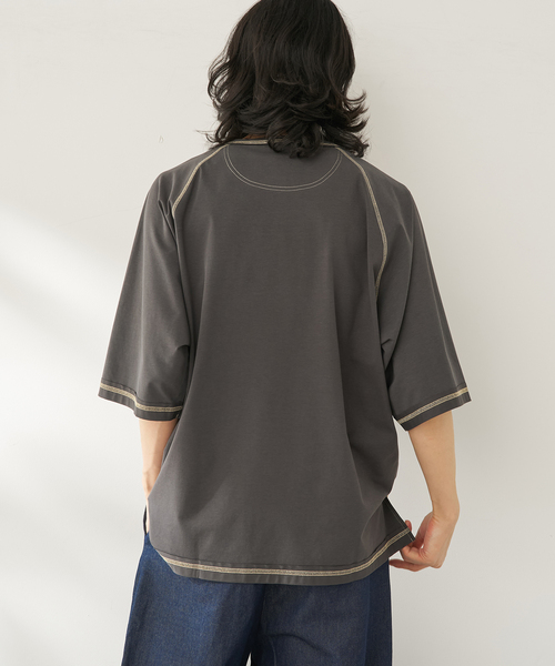 B.C STOCK（ベーセーストック）の「raglan Tシャツ（Tシャツ/カットソー・メンズ・チャコールグレー/グリーン・FREE）」の7枚目の写真