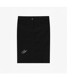 SLIT CORDUROY PENCIL SKIRTS (BLACK)