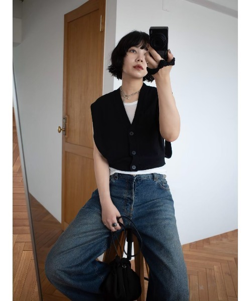 トップス compact knit vest Compact knit vest(コンパクト ニット ベスト)（ベスト）｜RIM.ARK