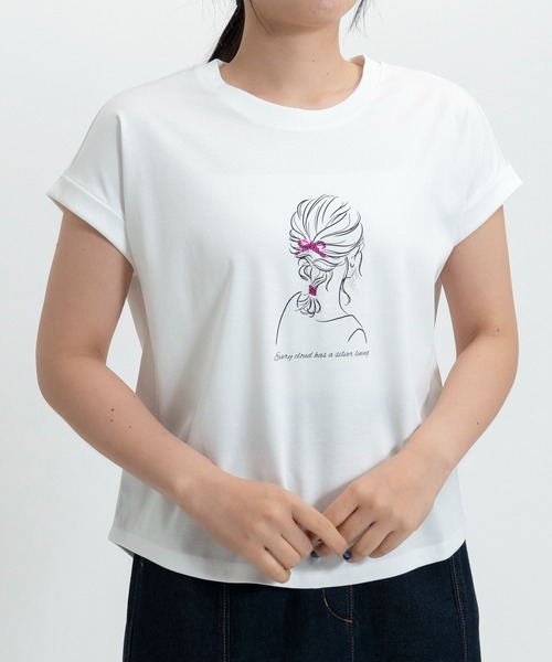 STRAWBERRY-FIELDS(ストロベリーフィールズ)の「超長綿スムースTシャツ(Tシャツ/カットソー・レディース・ホワイト系1/ホワイト系2/ホワイト系3・2)」の2枚目の写真