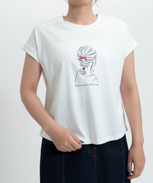 STRAWBERRY-FIELDS(ストロベリーフィールズ)の「超長綿スムースTシャツ(Tシャツ/カットソー・レディース・ホワイト系1/ホワイト系2/ホワイト系3・2)」の5枚目の写真
