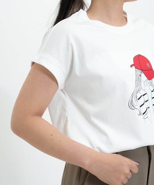STRAWBERRY-FIELDS(ストロベリーフィールズ)の「超長綿スムースTシャツ(Tシャツ/カットソー・レディース・ホワイト系1/ホワイト系2/ホワイト系3・2)」の7枚目の写真