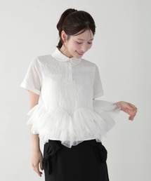 フリンジドットジャガードバックリボンブラウス（シャツ/ブラウス