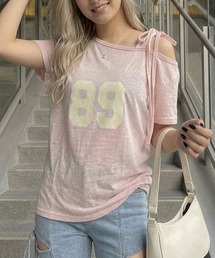 アンサンブル風ナンバリングワンショルダーTシャツ
