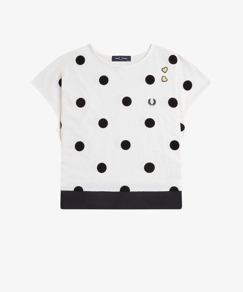 FRED PERRY（フレッドペリー）の「Amy Winehouse Flocked Polka Dot Top／エイミー・ワインハウス フロックポルカドットトップス（Tシャツ/カットソー・レディース・ホワイト/ブラック・10）」の13枚目の写真