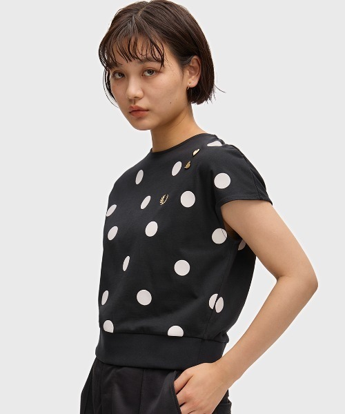 FRED PERRY（フレッドペリー）の「Amy Winehouse Flocked Polka Dot Top／エイミー・ワインハウス フロックポルカドットトップス（Tシャツ/カットソー・レディース・ホワイト/ブラック・10）」の16枚目の写真