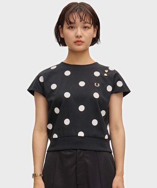 FRED PERRY（フレッドペリー）の「Amy Winehouse Flocked Polka Dot Top／エイミー・ワインハウス フロックポルカドットトップス（Tシャツ/カットソー・レディース・ホワイト/ブラック・10）」の18枚目の写真