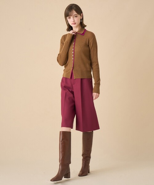 ANAYI（アナイ）の「バイカラー衿リブニットシャツ（カーディガン/ボレロ・レディース・ブラック系その他/ライトブラウン/グレー・38/36）」の7枚目の写真