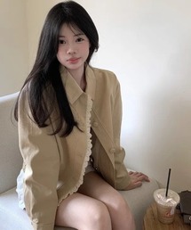 レースレイヤード　ショート丈シャツジャケット