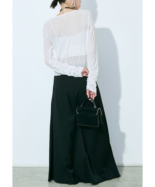 Fashion Letter（ファッションレター）の「フロントギャザー シアーテレコカーディガン（カーディガン/ボレロ・レディース・チャコール/オフホワイト/イエロー/ブラック・M）」の8枚目の写真