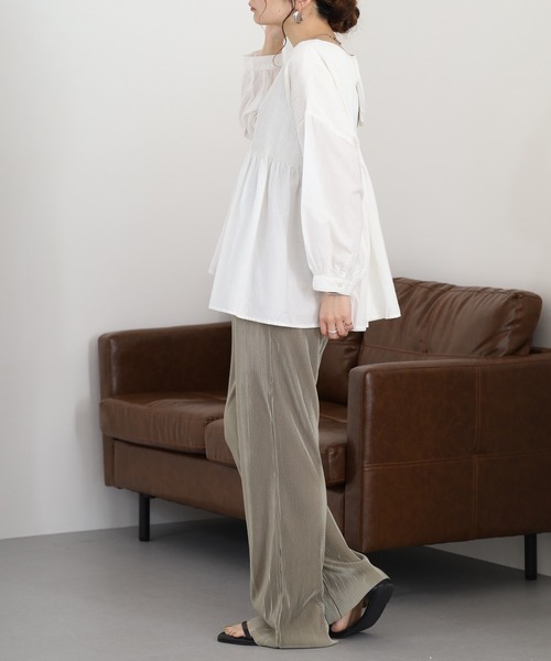 Fanaka(ファナカ)の「カディピンタックブラウス 長袖(シャツ/ブラウス・レディース・オフホワイト/ピンク/ラベンダー/ブルーグリーン・FREE)」の12枚目の写真