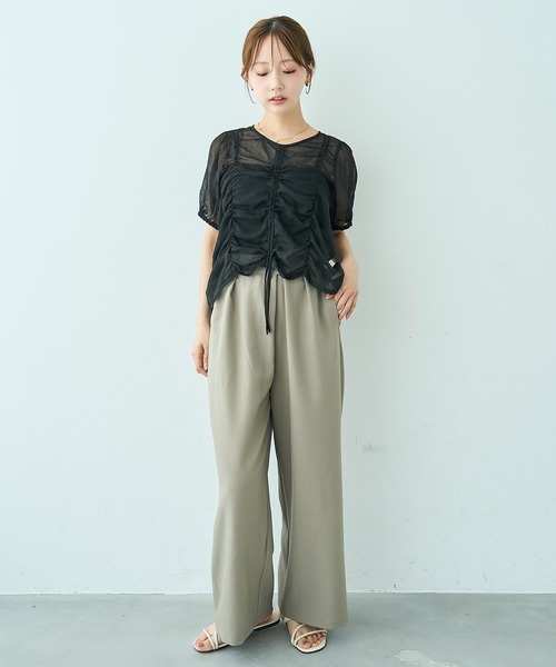 mil（ミル）の「アシメデザインセミワイドパンツ【588118】（スラックス・レディース・ブラック/モカ/グレイッシュベージュ・M-Short/S-Regular/S-Short/M-Regular）」の7枚目の写真