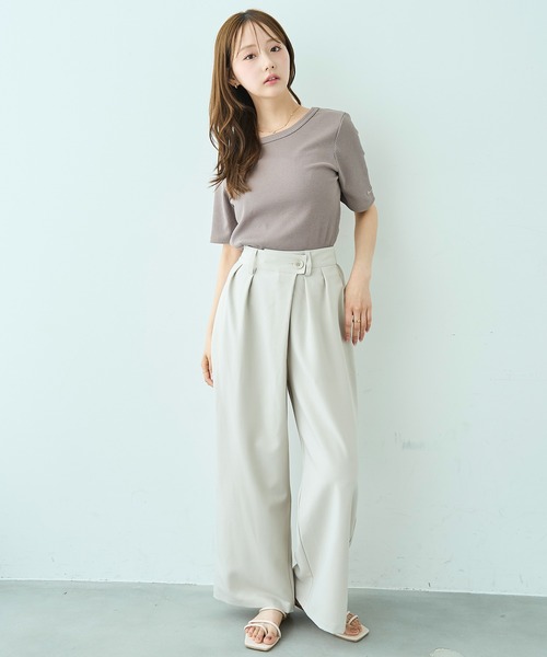 mil（ミル）の「アシメデザインセミワイドパンツ【588118】（スラックス・レディース・ブラック/モカ/グレイッシュベージュ・M-Short/S-Regular/S-Short/M-Regular）」の21枚目の写真