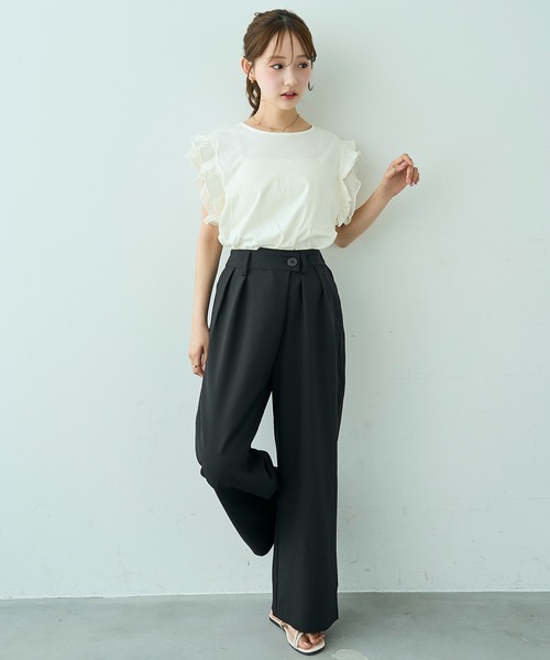 mil（ミル）の「アシメデザインセミワイドパンツ【588118】（スラックス・レディース・ブラック/モカ/グレイッシュベージュ・M-Short/S-Regular/S-Short/M-Regular）」の10枚目の写真