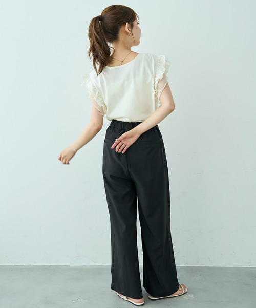 mil（ミル）の「アシメデザインセミワイドパンツ【588118】（スラックス・レディース・ブラック/モカ/グレイッシュベージュ・M-Short/S-Regular/S-Short/M-Regular）」の5枚目の写真