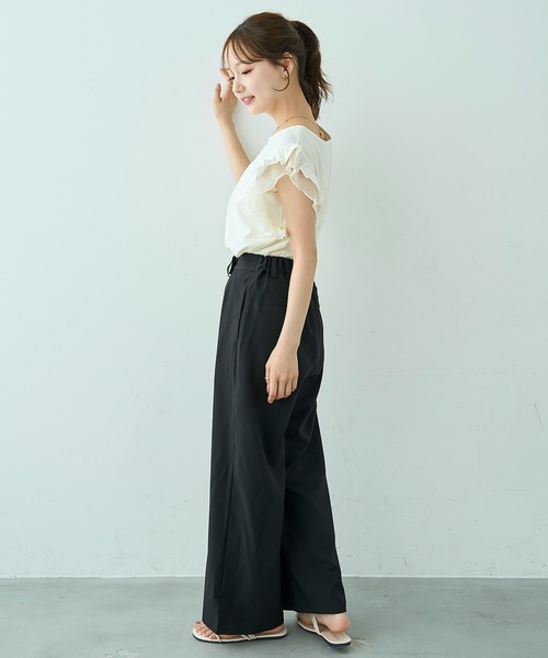 mil（ミル）の「アシメデザインセミワイドパンツ【588118】（スラックス・レディース・ブラック/モカ/グレイッシュベージュ・M-Short/S-Regular/S-Short/M-Regular）」の4枚目の写真