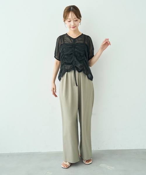 mil（ミル）の「アシメデザインセミワイドパンツ【588118】（スラックス・レディース・ブラック/モカ/グレイッシュベージュ・M-Short/S-Regular/S-Short/M-Regular）」の9枚目の写真
