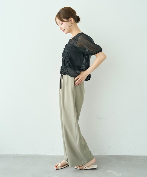 mil（ミル）の「アシメデザインセミワイドパンツ【588118】（スラックス・レディース・ブラック/モカ/グレイッシュベージュ・M-Short/S-Regular/S-Short/M-Regular）」の8枚目の写真