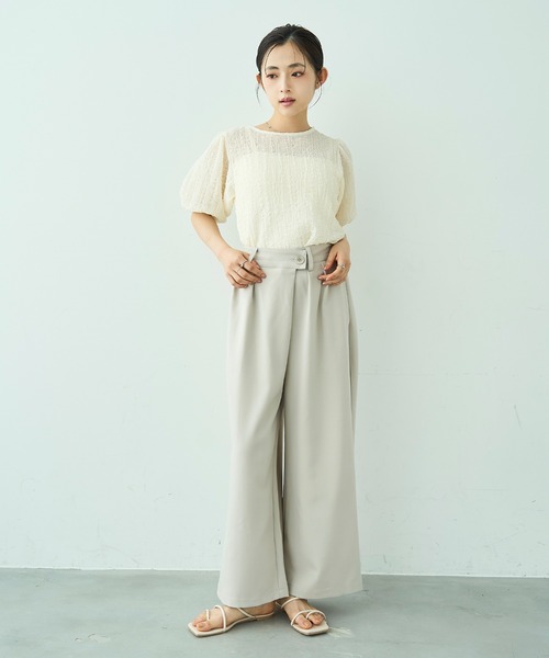 mil（ミル）の「アシメデザインセミワイドパンツ【588118】（スラックス・レディース・ブラック/モカ/グレイッシュベージュ・M-Short/S-Regular/S-Short/M-Regular）」の22枚目の写真