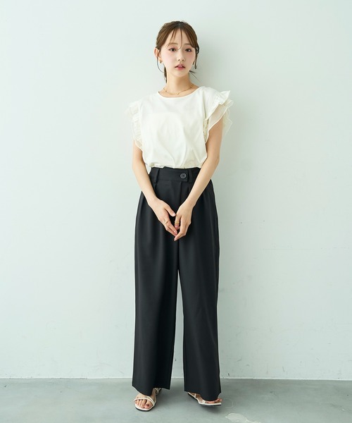 mil（ミル）の「アシメデザインセミワイドパンツ【588118】（スラックス・レディース・ブラック/モカ/グレイッシュベージュ・M-Short/S-Regular/S-Short/M-Regular）」の12枚目の写真