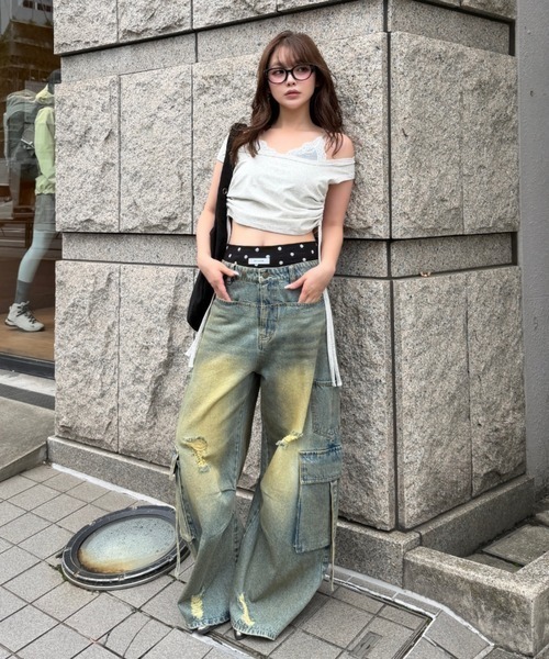RAY CASSIN(レイカズン)の「【 ウエスト調節可】カーゴバレルルーズデニムパンツ(デニムパンツ・レディース・ブラック系その他2/ブルー・XS/S)」の15枚目の写真