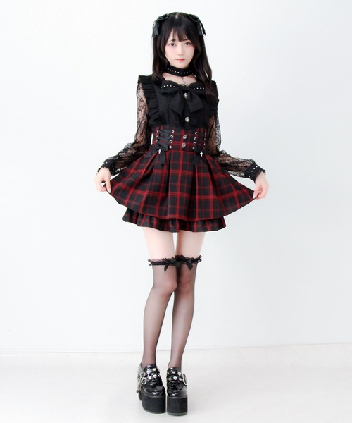 DearMyLove(ディアマイラブ)の「チョーカー付き十字架スタッズリボンレース袖フリルブラウス(シャツ/ブラウス・レディース・ブラック/グレー/パープル・MEDIUM/3L/LARGE)」の5枚目の写真