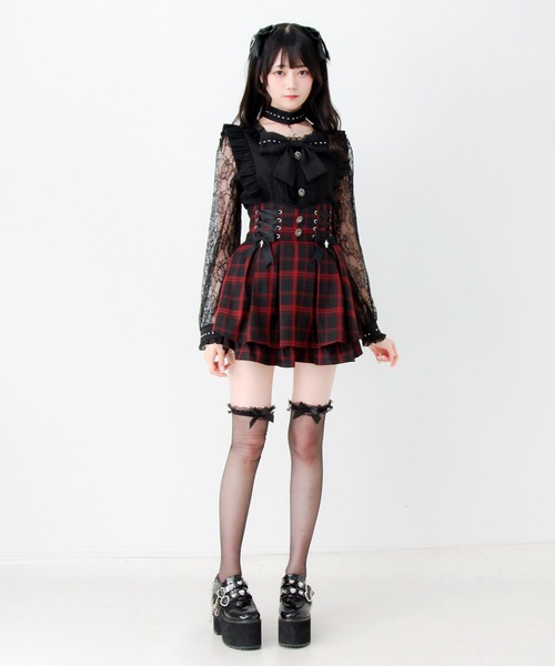 DearMyLove(ディアマイラブ)の「チョーカー付き十字架スタッズリボンレース袖フリルブラウス(シャツ/ブラウス・レディース・ブラック/グレー/パープル・MEDIUM/3L/LARGE)」の8枚目の写真