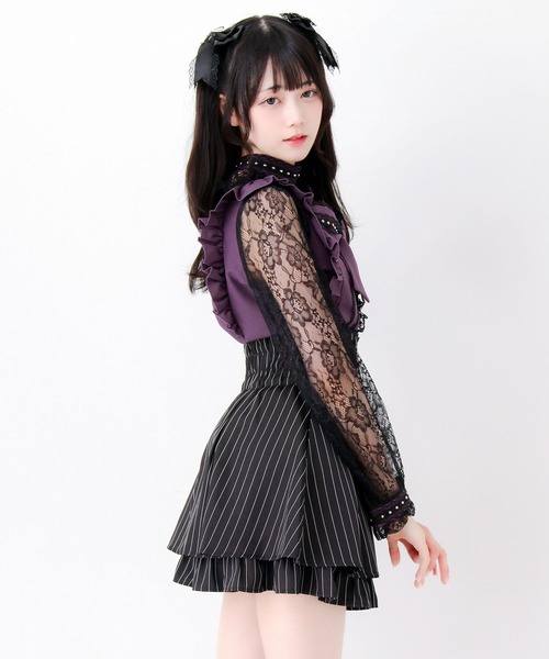 DearMyLove(ディアマイラブ)の「チョーカー付き十字架スタッズリボンレース袖フリルブラウス(シャツ/ブラウス・レディース・ブラック/グレー/パープル・MEDIUM/3L/LARGE)」の18枚目の写真