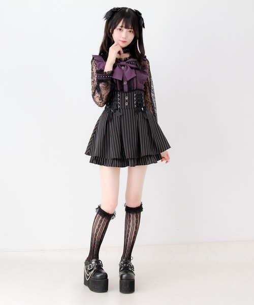 DearMyLove(ディアマイラブ)の「チョーカー付き十字架スタッズリボンレース袖フリルブラウス(シャツ/ブラウス・レディース・ブラック/グレー/パープル・MEDIUM/3L/LARGE)」の19枚目の写真